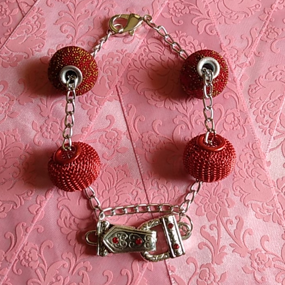 Red and silver bracelet